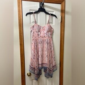 American Eagle Pink Patterned Spaghetti Strap Dress—size small
